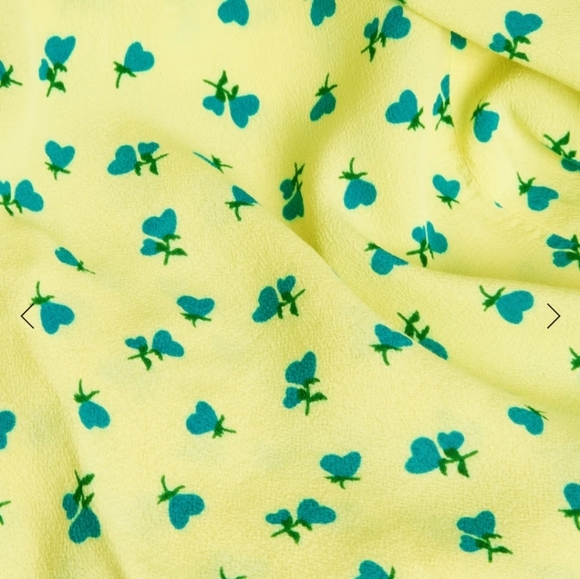 M&S Printed V-Neck Puff Sleeve Midi Tea Dress Yellow Blue - Picture 10 of 11